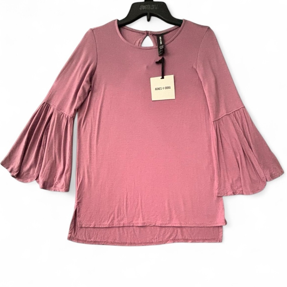 Agnes & Dora Pink Bell Sleeve Top NWT Flowy Blouse XXS